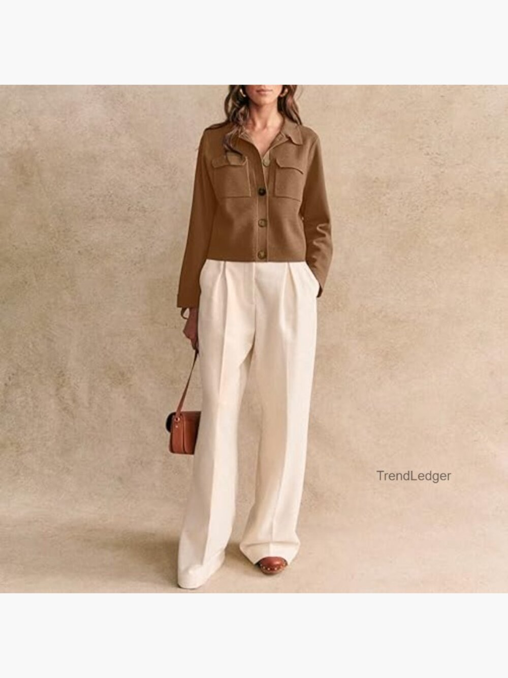 Cropped Merino Wool Cardigan Jacket with Pockets - Picture 2 of 6